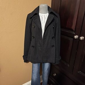 Charcoal Grey Wool Blend Peacoat